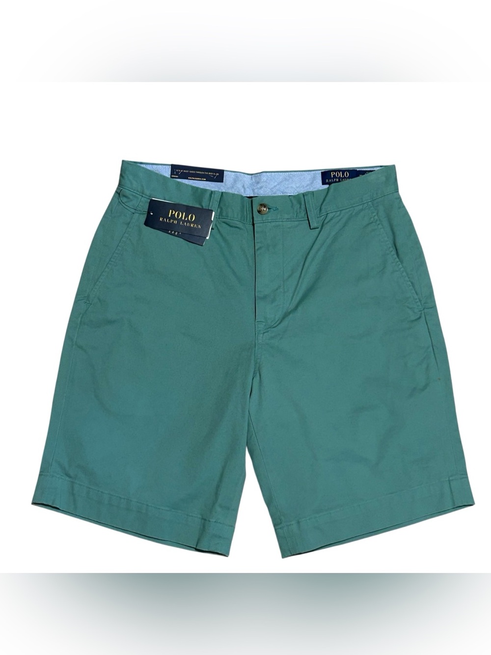 New Polo Ralph Lauren Classic Fit Green Shorts Stretch 9” Chino Size 30 NWT